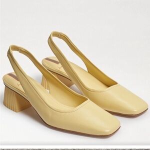 Sam Edelman Toren Canary Yellow Leather Slingback Scalloped Heel- Size 10